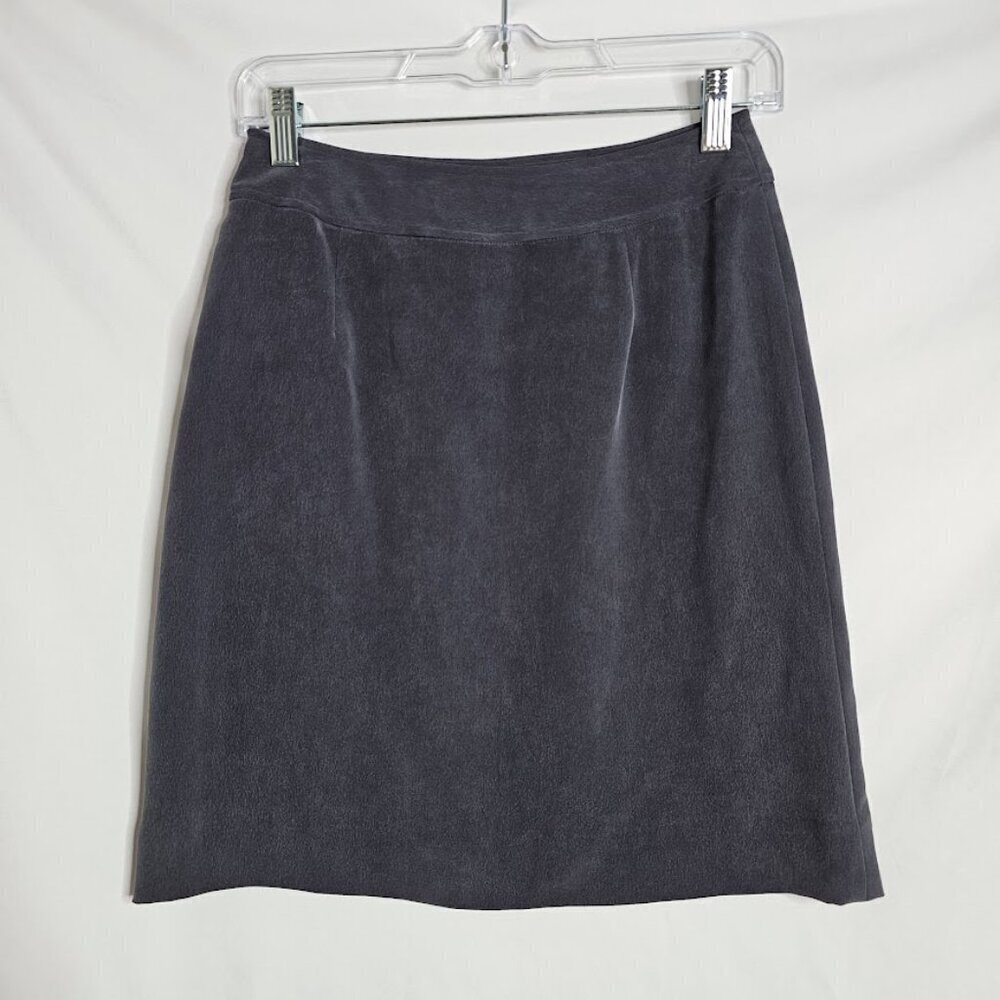 Vintage JONES NEW YORK 100% Silk Skirt CHARCOAL GRAY size 4 Preppy Basic Classic - Picture 6 of 6